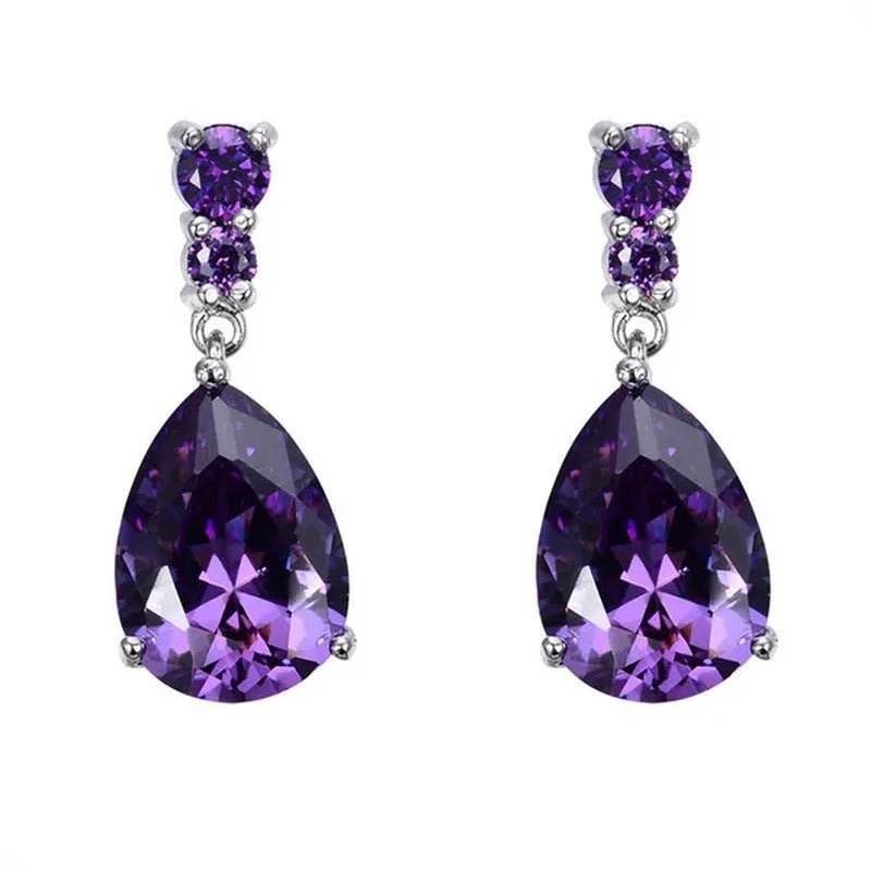 Women'S Teardrop Clear CZ Drop/Dangle Natural Gemstone Morganite Stud Drop Dangle Earrings 925 Sterling Silver Wedding Jewelry/Aquamarine/Topaz/Amethyst/Rubyemerald/Sapphire/Black&White Pink Gemstone - WORLD TIME VISITS