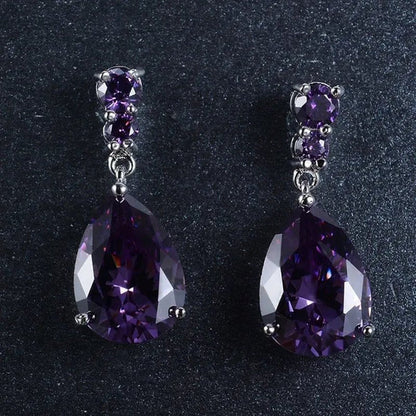 Women'S Teardrop Clear CZ Drop/Dangle Natural Gemstone Morganite Stud Drop Dangle Earrings 925 Sterling Silver Wedding Jewelry/Aquamarine/Topaz/Amethyst/Rubyemerald/Sapphire/Black&White Pink Gemstone - WORLD TIME VISITS