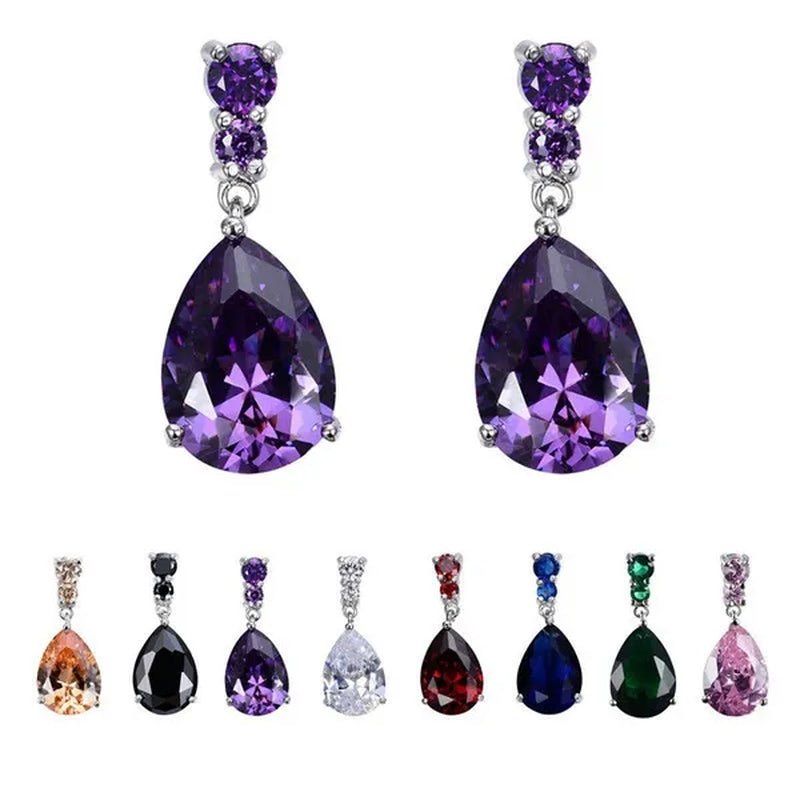 Women'S Teardrop Clear CZ Drop/Dangle Natural Gemstone Morganite Stud Drop Dangle Earrings 925 Sterling Silver Wedding Jewelry/Aquamarine/Topaz/Amethyst/Rubyemerald/Sapphire/Black&White Pink Gemstone - WORLD TIME VISITS