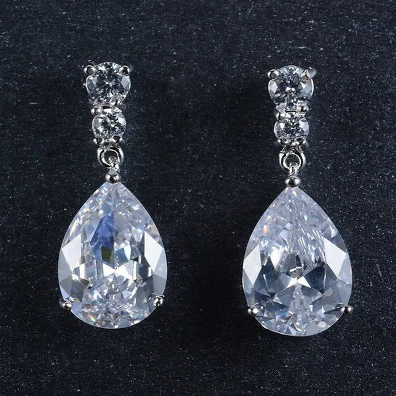 Women'S Teardrop Clear CZ Drop/Dangle Natural Gemstone Morganite Stud Drop Dangle Earrings 925 Sterling Silver Wedding Jewelry/Aquamarine/Topaz/Amethyst/Rubyemerald/Sapphire/Black&White Pink Gemstone - WORLD TIME VISITS