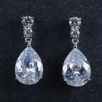 Women'S Teardrop Clear CZ Drop/Dangle Natural Gemstone Morganite Stud Drop Dangle Earrings 925 Sterling Silver Wedding Jewelry/Aquamarine/Topaz/Amethyst/Rubyemerald/Sapphire/Black&White Pink Gemstone - WORLD TIME VISITS