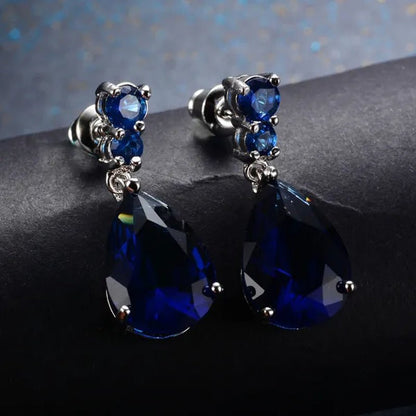 Women'S Teardrop Clear CZ Drop/Dangle Natural Gemstone Morganite Stud Drop Dangle Earrings 925 Sterling Silver Wedding Jewelry/Aquamarine/Topaz/Amethyst/Rubyemerald/Sapphire/Black&White Pink Gemstone - WORLD TIME VISITS