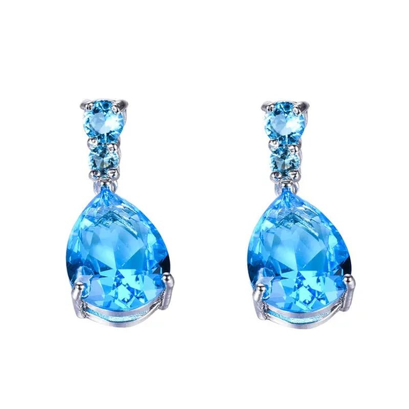 Women'S Teardrop Clear CZ Drop/Dangle Natural Gemstone Morganite Stud Drop Dangle Earrings 925 Sterling Silver Wedding Jewelry/Aquamarine/Topaz/Amethyst/Rubyemerald/Sapphire/Black&White Pink Gemstone - WORLD TIME VISITS